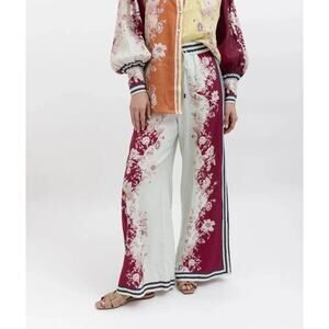 Alemais Marlow Wide Leg Pants Size XS Linen Floral Pockets Elastic Waist